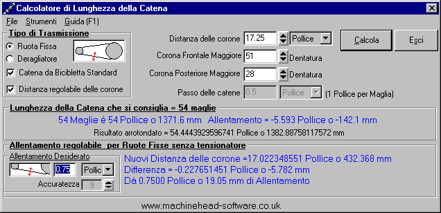 Calcolatore di Lunghezza della Catena