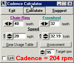 Cadence calculator in simple mode