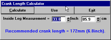 Windows crank length calculator