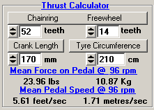 Cyclists Pedal Thrust Calculator screenshot