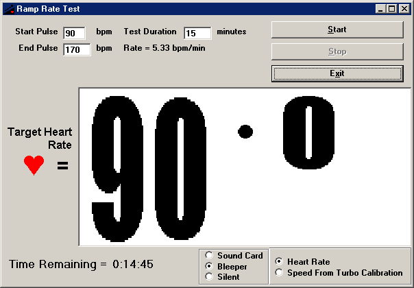 ramp test simulator / warm up aid screenshot