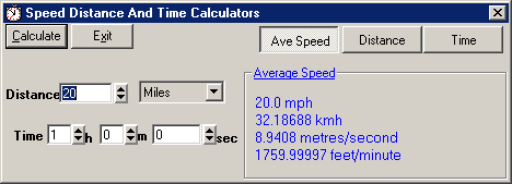 Speed distance time multi function calculator display