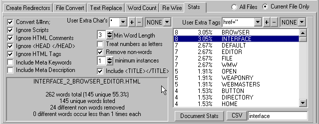 Webmasters Weaponry - Word Count Statistics